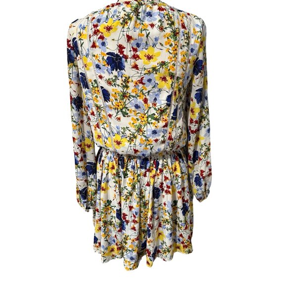 Banana Republic Blue, White & Yellow Floral Print Long Sleeve Dress Size XS - Picture 4 of 5